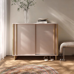 Solid Wood Shoe Cabinet Storage Cabinet with Sliding Doors 2026 New Model Integrated Wall-Mounted Home Entrance High-End Entryway Storage Cabinet
