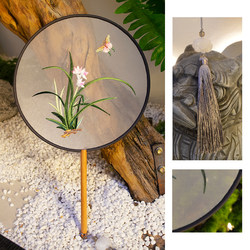 Traditional Chinese Fan, Double-Sided Embroidered Round Fan, Dance-Specific, Suitable for Chinese Traditional Clothing, Cheongsam, Classical Performance, and Runway Shows