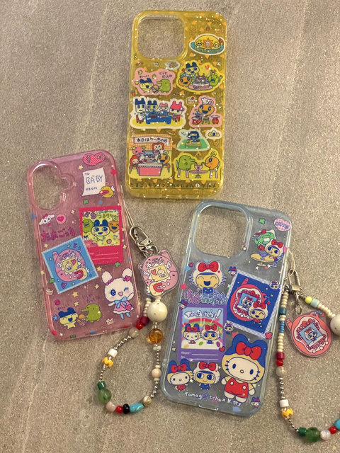 
Summer colored Tama Gezi collection suitable for iPhone16promax mobile phone case new Apple 15pro creative cartoon 14pro personality 13pro cute 16pro anti-fall protective case for women