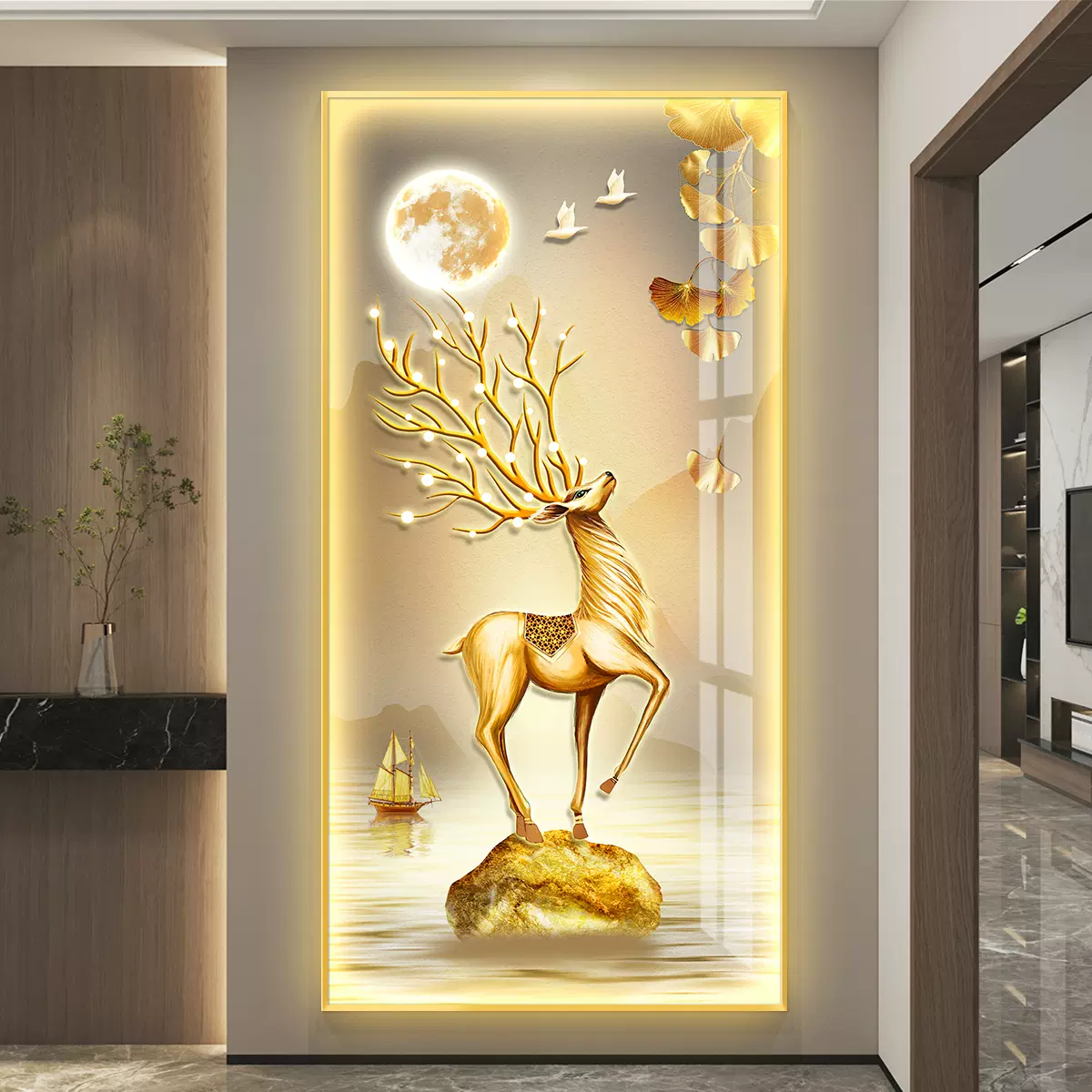 値下げ！【新品現代玄関画廊下装飾画 純手描きの油絵 抽象 ロータス 廊下壁画 玄関飾り 応接間掛画Uh