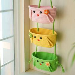 Cotton Woven Wall-Mounted Storage Basket, Hanging Basket, Dormitory Room Storage Rack, Wall-Mounted Bag, Wall-Hanging Behind the Door