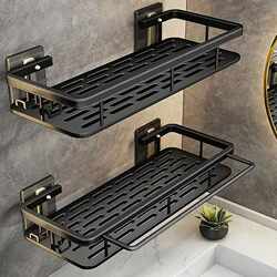 Bathroom Storage Rack, Wall-Mounted, No-Drill, for Toilet, Shower, Washroom, and Sink Wall Storage Shelf