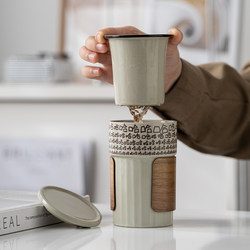 2026 New Jingdezhen Ceramic Haha Mug with Lid, Tea and Water Separation, Tea Brewing Cup for Men and Women, Office Use