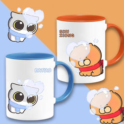 Cute Cat Print Ceramic Mug Couple's Drinking Cup Milk Coffee Mug Jl