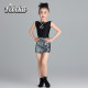 Feibeika 2025 summer new children's Latin dance costumes practice clothes dance clothes performance clothes short-sleeved hip-pack skirt