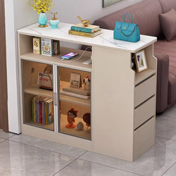 Living Room Side Table, Floor-Standing Storage Cabinet, Light Luxury and High-End Feel, Sofa Side Cabinet, Solid Wood Ultra-Narrow Rectangular Slate Partition
