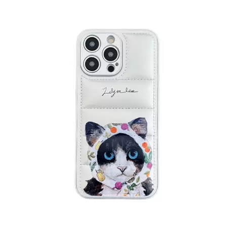 Cute Cartoon Cat New Girls Phone Cases Covers Trendy Puffy Puffer Down Jacket iPhone 15, iPhone 14, iPhone 13,