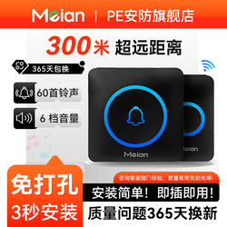 Wireless Doorbell for Home Use, Long-Range, No Need for Power Plug, One Transmitter and Two Receivers, Ding-Dong Bell, Elderly Call Device, Waterproof Doorbell