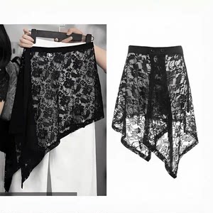
2025 new summer trend fashion short skirt apron retro design slimming butt-covering lace skirt butt curtain