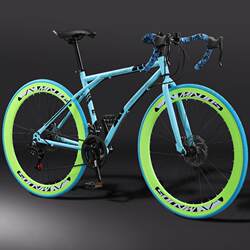 New Model Road Bike Racing Bicycle with Variable Speed, Solid Tire, Freewheel, Popular Fixed-Gear, Ultra-Fast, Disc Brake, for Adults, Men and Women