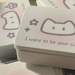 ins Cute Kitten Snack Tin Box Small Card Storage Box Cute Desktop Organizer High Aesthetic Value ins Korean Style Pattern