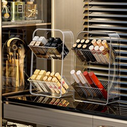 German Imported Rotating Lipstick Storage Box, Transparent Dressing Table Cosmetics Rack, Desktop Makeup Brush and Eyeshadow Storage Rack