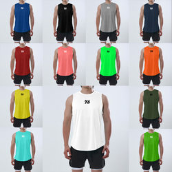 Summer Muscle-Showing Men's Fitness Sports Quick-Drying Breathable Sleeveless Vest Sweat-Absorbent Sleeveless Running Basketball T-Shirt for Men