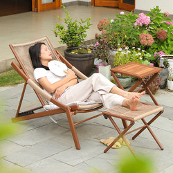 Balcony Recliner Folding Chair Can Be Used for Sleeping, Home Leisure Chair, Outdoor Patio Rattan Chair, Lazy Sofa Chair, Tea Table Chair
