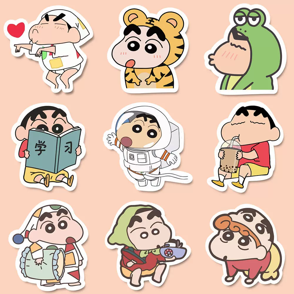 196张可爱蜡笔小新贴纸电动车头盔手机电脑水杯防水卡通手账贴画-Taobao