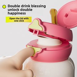Cup Star New Double Unbranded/Drinking Safe Portable Thermos Cup High-Looking Tube Suction Tool Cup Bear Children's Large Capacity