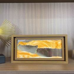 Creative Art Rectangular Quicksand Painting Hourglass Ornament Stress Relief Healing Light Luxury Home Office Decoration Gift