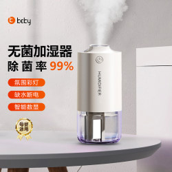 American Keky Sterile Humidifier Small Air Spray for Home Use, Silent Bedroom Large Mist Output USB Wireless Sterilization and Hydration Device with Colorful Ambient Light, Suitable for Dormitory, Office, Desktop, and Car Use