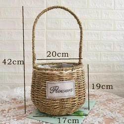 Straw Woven Flower Baskets, Succulent Rattan Flower Pots, Wicker Hand-Held Creative Bamboo Woven Dried Flower and Fresh Flower Arrangement Small Baskets, Direct from Manufacturer