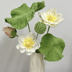 Lotus Handmade DIY Wool Crocheted Bouquet Crochet Material Package Good Luck Everlasting Flower Ornament Gift