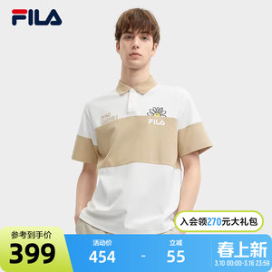 FILA File lapel short -sleeved POLO shirt male 2024 summer new leisure sports knitted air -ventilated color T -shirt
