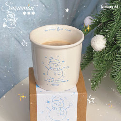 Original Hand-Painted Little Snowman Ceramic Mug Breakfast Coffee Cup High-Value Gift Box for Girls Christmas Gift Cup