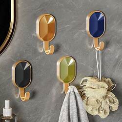 No-Drill Household Hooks, Strong Load-Bearing, for Behind Doors, Kitchen, Bathroom, Traceless Gemstone Hooks, Wall Adhesive