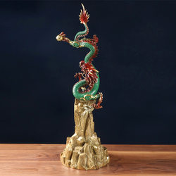 Bronze Dragon Ornament, All-Copper Five-Clawed Golden Dragon Craft, Zodiac Dragon, Living Room and Office Decoration