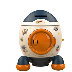 2025 New Model Children's Rocket-Shaped Savings Bank with Deposit and Withdrawal Features, Only in and No Out, Trendy Password Box for Boys and Girls