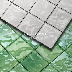 Green Glass Mosaic Tiles for Restaurant, Kitchen, Bathroom, Fresh and Elegant Decoration Background Wall, Small Square Wall Tiles
