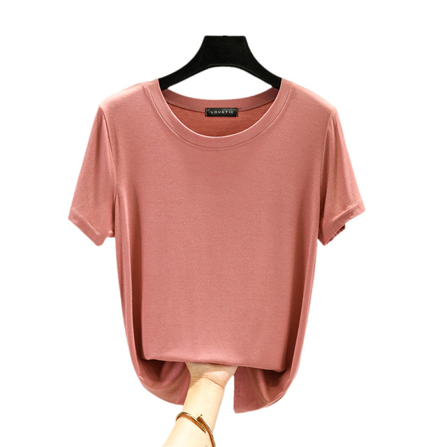 Summer Modal Round Neck Short Sleeved T Shirt Womens Thin Inner Half