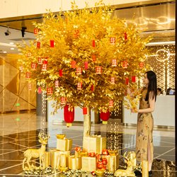 Artificial Tree for Decoration, Golden Money Tree, Fortune Wishing Tree, Spring Festival, New Year's Day, Shopping Mall, New Year's Red Envelope Tree, Annual Meeting Decoration