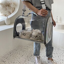 Cat Carrier Transparent Portable Bag Car-Mounted Cat Breathable Space Capsule Pet Backpack Hand-Held Crossbody Cat Cage