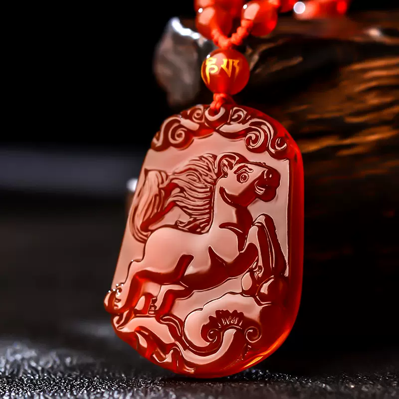 Amazon.com: Usoway 天然红玛瑙平安无事牌钥匙扣挂件 Key chain