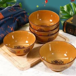 Chinese-Style Rice Bowl, Commercial Small Bowl, Ceramic Bowl, Thickened Anti-Scald Tableware, Retro Old-Fashioned Nostalgic Rice Bowl, Household Noodle Bowl