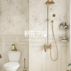 French-Style Cream-Colored Full Ceramic Floral Tiles 400X1200 Bathroom Background Wall Pink Floral Imitation Wallpaper Tile Wall Tiles