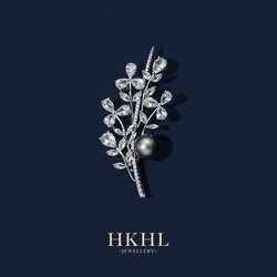 [with Certificate] Hkhl Freshwater Black Pearl Brooch, High-End Women's Brooch Design, Niche Elegant Accessory Gift