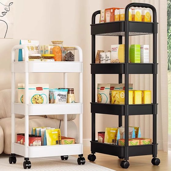 A small wheeled cart toilet storage rack for living room floor-standing mobile snack storage household multi-layer storage rack