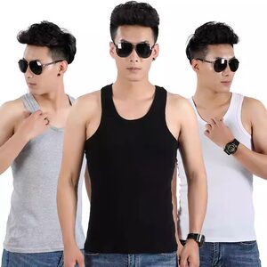 
Vest for young and middle-aged men's hurdle American style coarse threaded cotton sports and fitness inner wear elastic slimming bottoming
