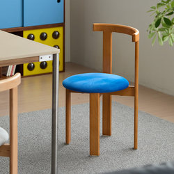 New Space︱Mid-Century Style Solid Wood Dining Chair for Home Use, Upholstered Chair for Dining Room, Designer Colorful Natural Wood Style Backrest Chair