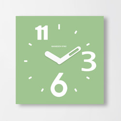 Silent Wall Clock Living Room Art Clock Simple and Stylish Home Clock Wall-Mounted Clock Modern Green Square Quartz Clock