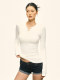 Aaisup American Henry Neck Long Sleeve T-shirt for Women 2025 Spring New Hot Girls Slim and Slim and Versatile Base Shirt