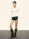 Aaisup American Henry Neck Long Sleeve T-shirt for Women 2025 Spring New Hot Girls Slim and Slim and Versatile Base Shirt