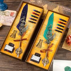 European Retro Quill Pen Dip Pen Fountain Pen Student Birthday Gift Box Gift for Friends Gift Stationery Set