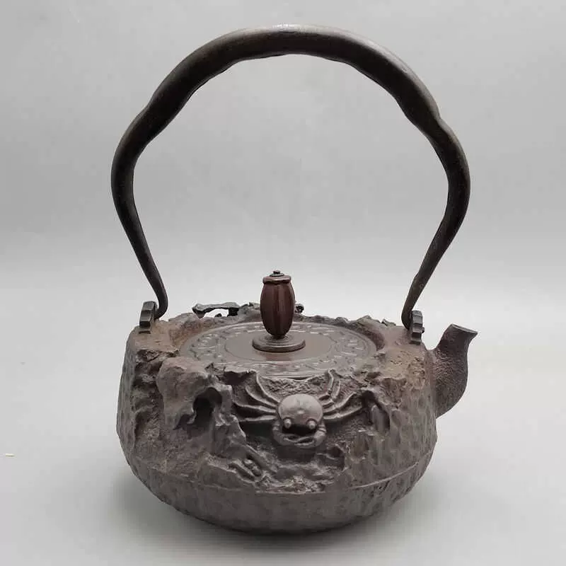 萬古焼　名工　立花造茶瓶　共箱　持ち手込みの高さ14㎝　東Y5-0619② 萬古焼 名工 立花造茶瓶 共箱 持ち手込みの高さ14㎝
