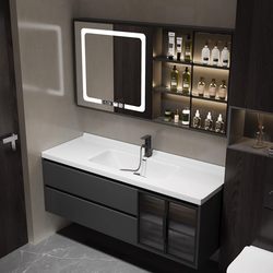 Modern Minimalist Bathroom Cabinet Set with Integrated Ceramic Washbasin, Face Wash Basin, Light Luxury Wash Basin Set