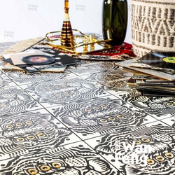 Tile Personalized Tiger Totem Tile Balcony Bathroom Entrance Background Wall Restaurant Bathroom Non-Slip Black and White Wall Floor Tiles