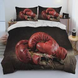 Red boxing glove pattern polyester set quilt cover down suitable for boys and girls bedroom decoration bedding