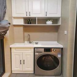 Balcony laundry cabinet combination solid wood laundry pool basin basin integrated bathroom cabinet European style high and low with washboard table
