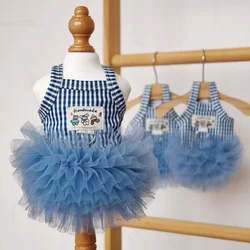 Hot-Selling Spring New Arrivals: Japanese and Korean Style Pet Dog and Cat Thin Breathable Princess Dress with Striped Plaid Design